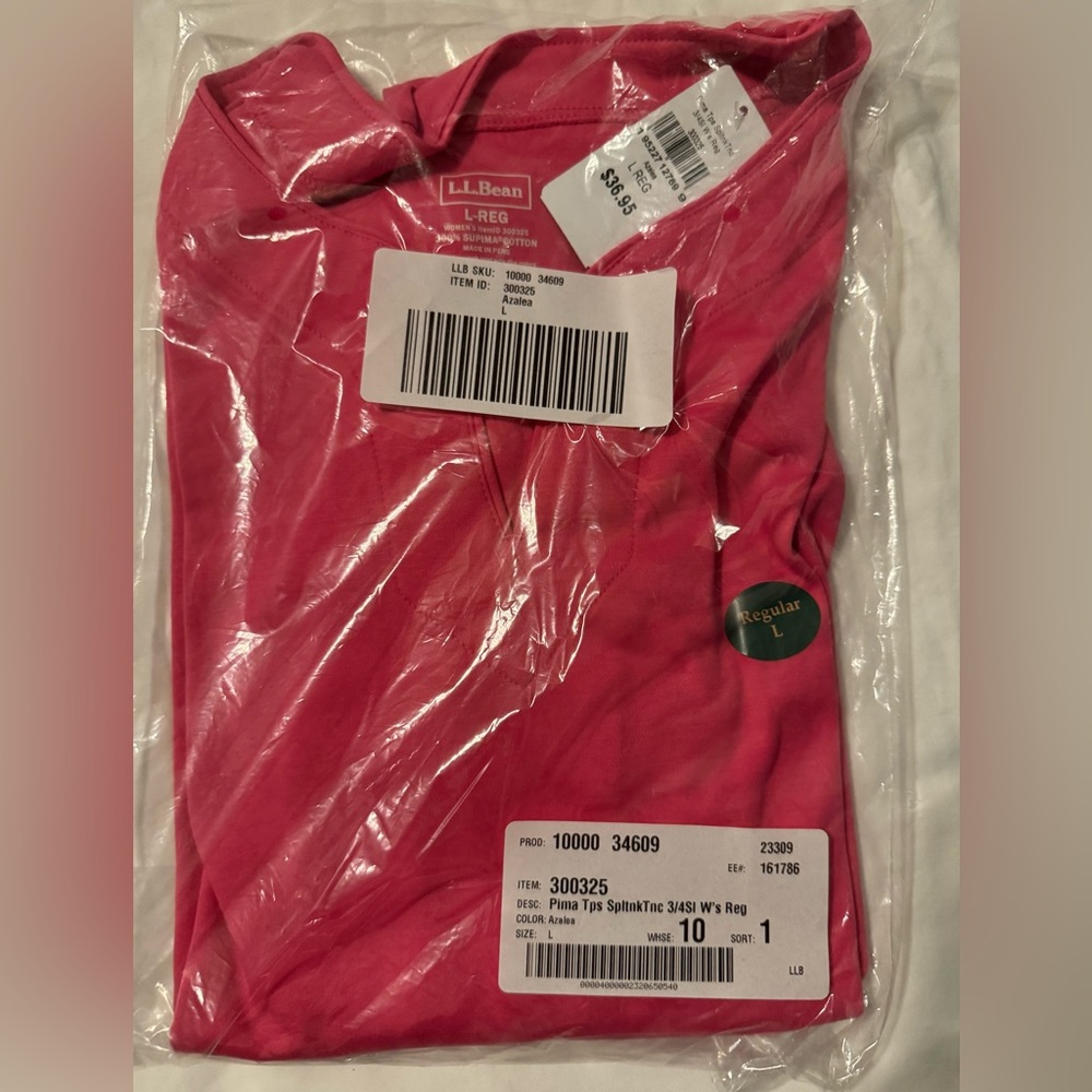 L.L. Bean Women's Vibrant Pink 3/4 Sleeve Top Size L - Picture 4 of 4